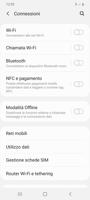 Seleziona Wi-Fi