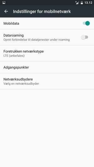 Vælg Foretrukken netværkstype