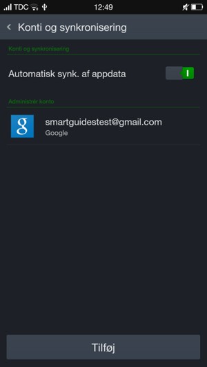 Vælg din Google konto