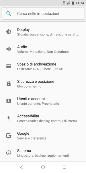 Scorri e seleziona Utenti e account