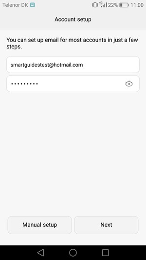 Enter your Gmail or Hotmail address and password. Select Next