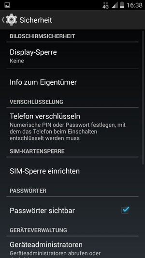 Wählen Sie Display-Sperre