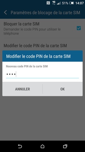 Saisissez votre Nouveau code PIN de la carte SIM et sélectionnez OK