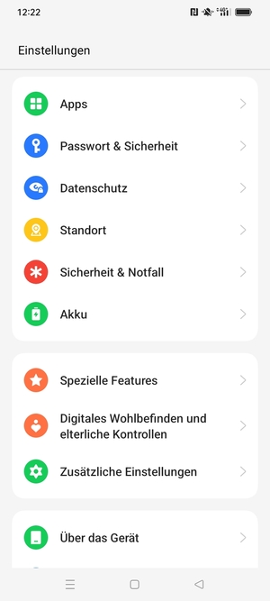 Scrollen Sie und wählen Sie Passwort & Sicherheit