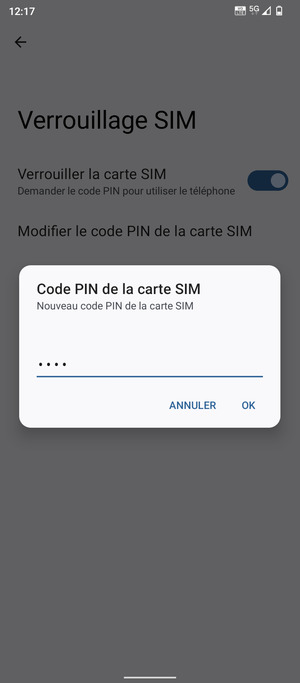 Saisissez votre Nouveau code PIN de la carte SIM et sélectionnez OK