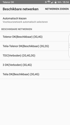 Selecteer een netwerkoperator uit de lijst