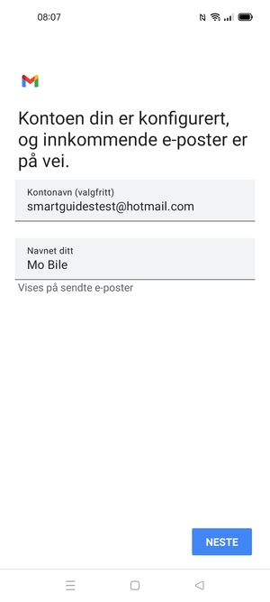 Gi kontoen din et navn, og skriv inn navnet ditt. Velg NESTE