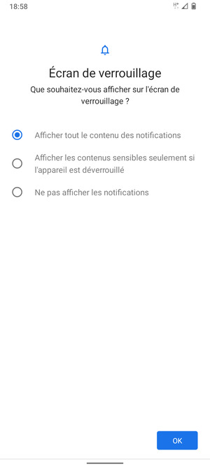 Sélectionnez votre option préférée et sélectionnez OK