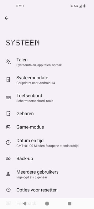 Selecteer Back-up