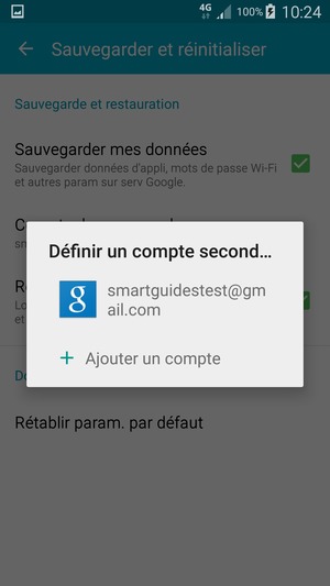Sélectionnez votre compte de sauvegarde