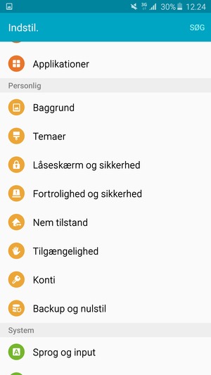 Scroll til og vælg Konti