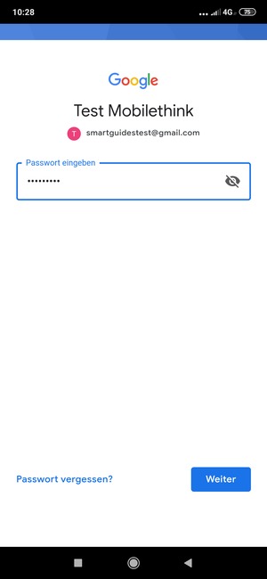 Geben Sie Ihre Gmail Passwort ein und wählen Sie Weiter