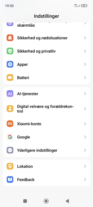 Scroll til og vælg Lokation