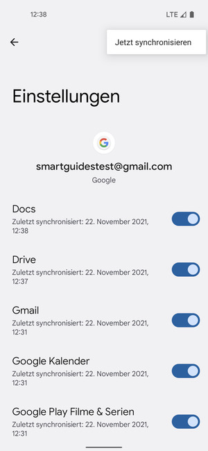 Wählen Sie Jetzt synchronisieren