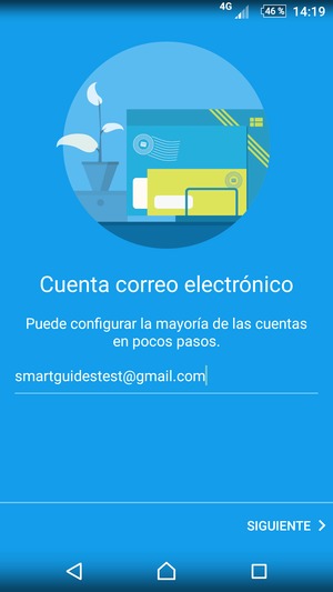 Introduzca su dirección de correo electrónico de Gmail o Hotmail y seleccione SIGUIENTE