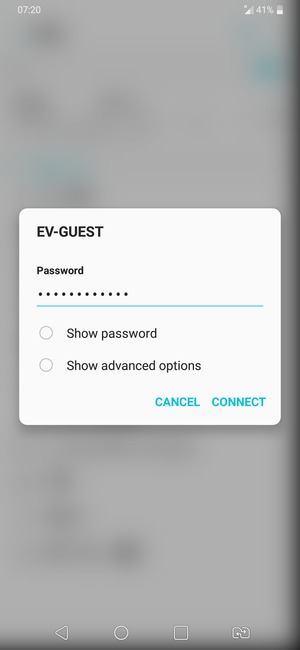 Enter the Wi-Fi password and select CONNECT