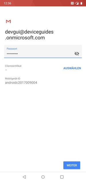 Geben Sie Ihre Passwort ein und wählen Sie WEITER