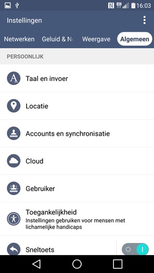Selecteer Accounts en synchronisatie
