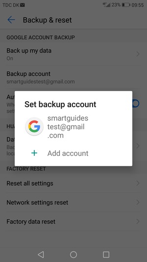 Select your backup account