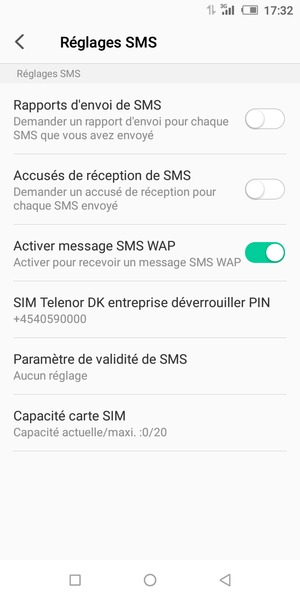 Sélectionnez SIM entreprise déverrouiller PIN