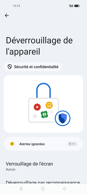 Sélectionnez Verrouillage de l'écran