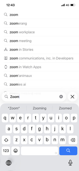 Saisissez le nom de l'appli et sélectionnez Rechercher