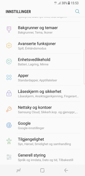 Bla til og velg Låseskjerm og sikkerhet