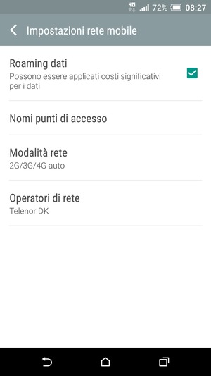 Attiva o disattiva Roaming dati