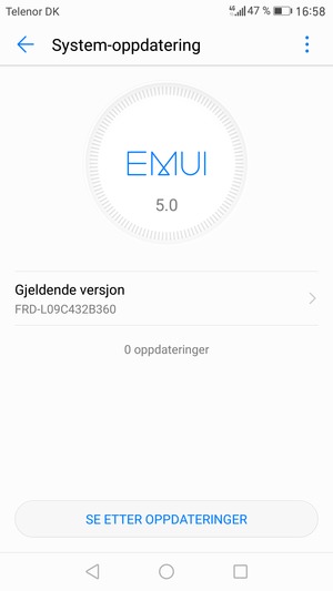 Hvis telefonen din er oppdatert, vil du se følgende skjermbilde
