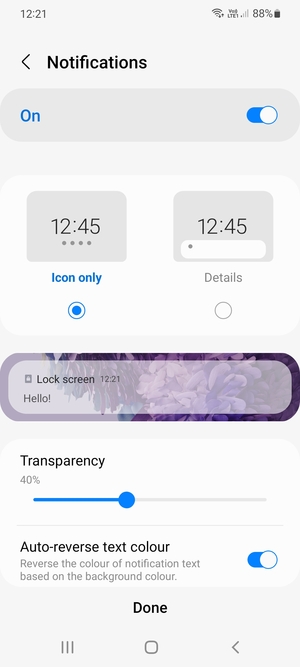 Select your preferred options and select Done