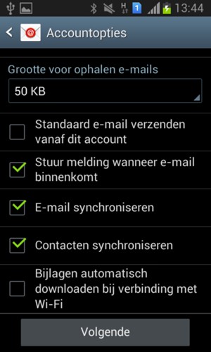 Scroll naar beneden en selecteer Volgende