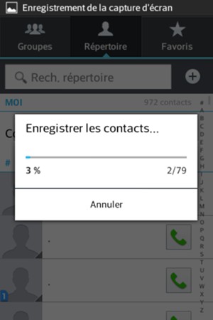 Vos contacts vont être enregistrés sur votre compte Google et dans votre téléphone lors de la prochaine synchronisation de Google.