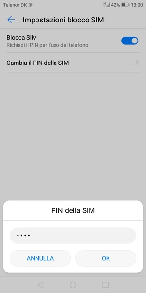 Inserisci PIN della SIM attuale e seleziona OK