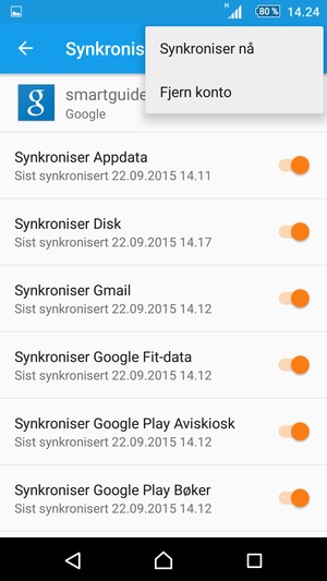 Velg Synkroniser nå