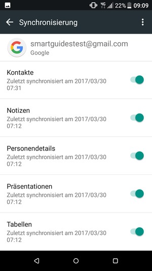 Stellen Sie sicher, dass Kontakte ausgewählt ist