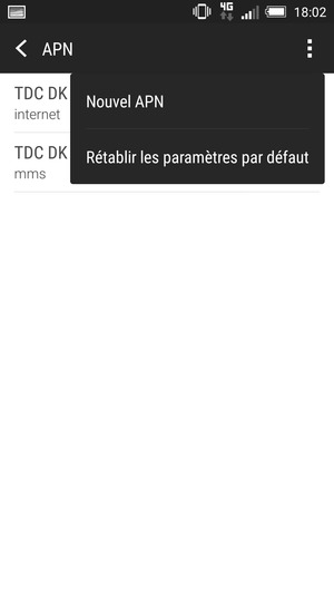Sélectionnez le bouton du Menu puis Rétablir les paramètres par défaut
