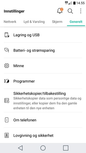 Bla til og velg Om telefonen