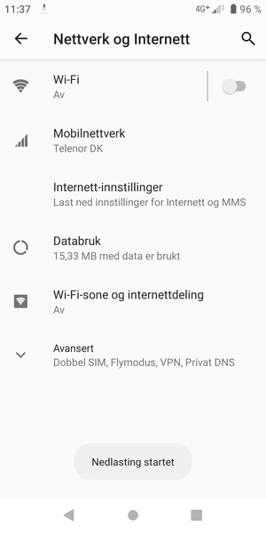 Vent til nedlastingen er ferdig