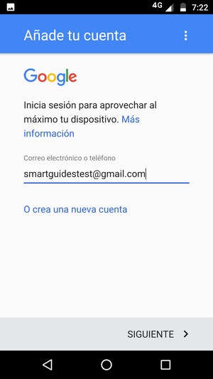 Introduzca su dirección de Gmail y seleccione SIGUIENTE