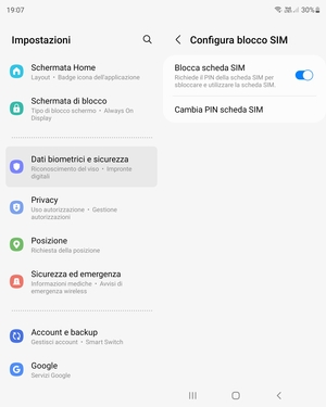 Seleziona Cambia PIN scheda SIM