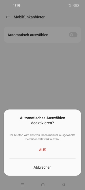 Wählen Sie AUS