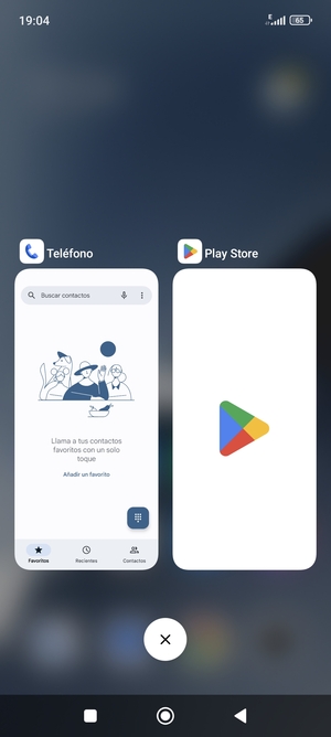 Seleccione el icono Eliminar para cerrar todas las aplicaciones en ejecución