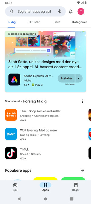 Vælg søgefeltet