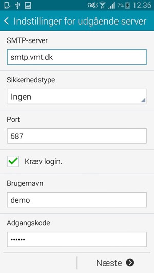 Indtast Udgående serveradresse