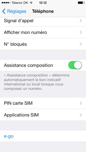 Sélectionnez PIN carte SIM