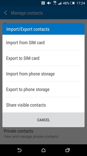 Select Import from SIM card
