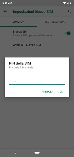 Inserisci PIN della SIM attuale e seleziona OK