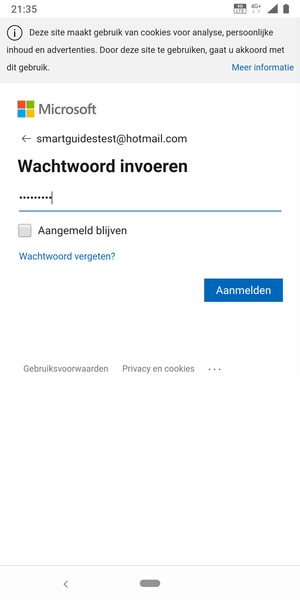 Voer uw wachtwoord in en selecteer Aanmelden