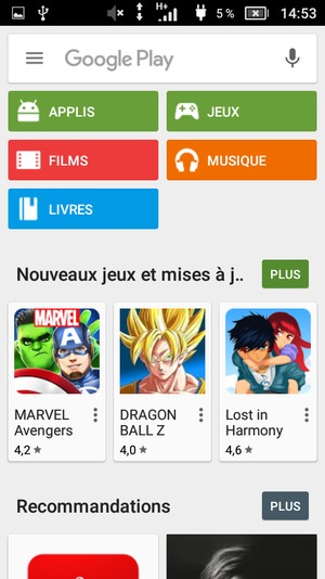 Sélectionnez la barre de Recherche