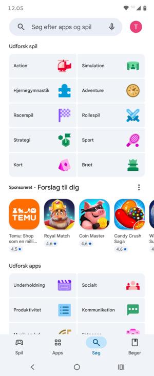 Vælg søgefeltet